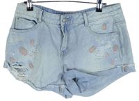 Dámské světlemodré riflové kraťasy s peříčky Denim 