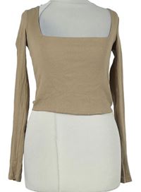Dámské béžové žebrované crop triko Zara 