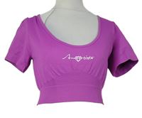Dámské purpurové crop sportovní tričko s nápisem 