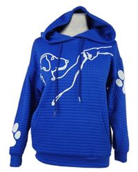 Dámská safírová mikina s pejskem a kapucí 