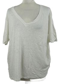 Dámské bílé úpletové lněné tričko H&M