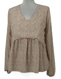 Dámská pudrová kytičkovaná peplum halenka Hailys 