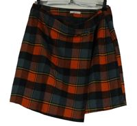 Dámská červeno-šedo-černá kostkovaná vlněná sukně TU 