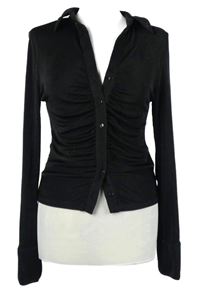 Dámská černá crop řasená halenka