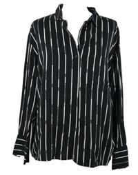 Dámská černo-bílá pruhovaná halenka s nápisy  C&A