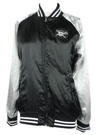 Dámský černo-šedý/vzorovaný saténový oversized bomber FB Sister 