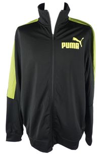 Pánská černo-limetková sportovní funkční propínací mikina s logem Puma vel. 60 