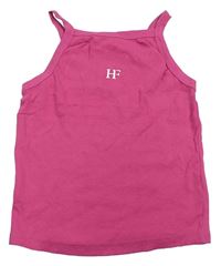 Malinový žebrovaný crop top s písmenem 