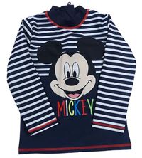 Tmavomodro-bílé pruhované UV triko s Mickey Mousem zn. Disney