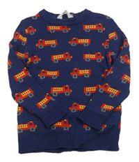 Tmavomodrý svetr s auty H&M