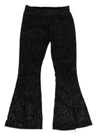 Černo-stříbrné puntíkaté sametové flare legíny Dunnes