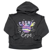 Antracitová mikina s obrázkem a kapucí Primark