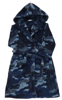 Tmavomodrý army chlupatý župan s kapucí M&S