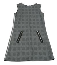 Černo-bílé kostkované šaty se zipy Stop+go