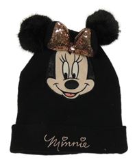 Černá čepice s Minnie a bambulemi H&M vel.128-146