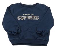 Tmavomodrá mikina s nápisem