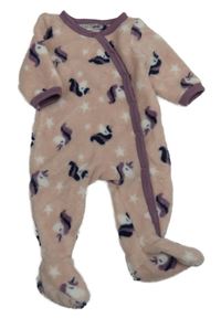 Světlerůžový chlupatý overal s jednorožci Ergee