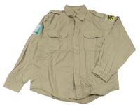 Béžová košilová bunda s nášivkou 