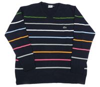 Černo-barevný pruhovaný svetr s logem Lacoste