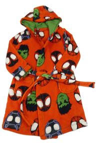 Červený chlupatý župan s Avengers a kapucí George