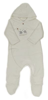 Bílý zateplený overal se slony a kapucí M&S