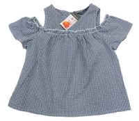 Nové - tmavomodro-bílá kostkovaná halenka Primark