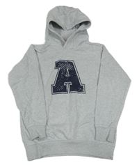 Světlešedá melírovaná mikina s písmenem a kapucí Yigga