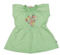 Světlezelené bavlněné šaty s plameňákem Liegelind