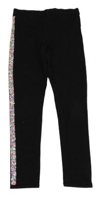 Černé legíny s flitrovým pruhem H&M