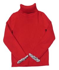 Červený žebrovaný svetrový rolák Primark