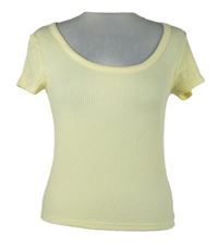 Dámské světležluté žebrované tričko s kulatým výstřihem New Look