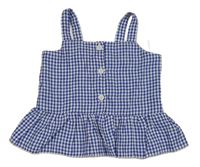 Modro-bílý kostkovaný top Shein