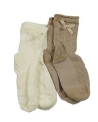 2set - krémové a hnědé ponožky s mašličkou