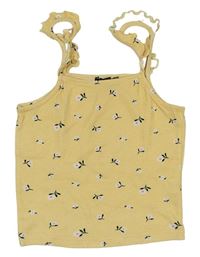 Žlutý květovaný crop top New Look