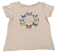 Světlerůžové tričko s motýly Primark