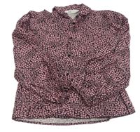 Černo-růžová květovaná halenka H&M