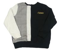 Černo-bílo-kostkovaná mikina s nápisem George