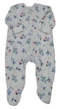 Bílý květovaný fleecový overal Dunes