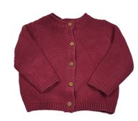 Vínový propínací svetr M&S