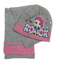 2set - Šedo-růžová čepice + šála - L.O.L. Surprise