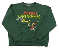 Tmavozelená mikina s Grinchem Sinsay