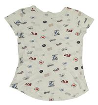 Bílé tričko s nápisy a čísly a obrázky H&M