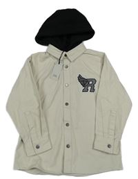 Nové - Světlebéžová riflová bunda s nášivkou a kapucí River Island