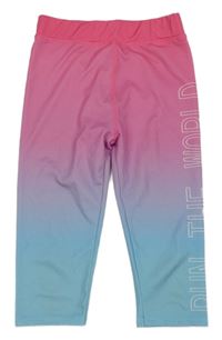 Růžovo-fialovo-světlemodré capri sportovní legíny s nápisem miss e-vie