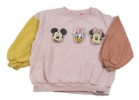 Světlerůžová mikina s Minnie a barevnými rukávy Disney