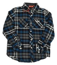 Nové - Šedo-modro-bílá kostkovaná košile 