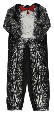Kostým - Černo-bílý vzorovaný plyšový overal s mašlí Dr. Seuss