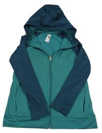 Tmavozeleno/petrolejová thermo propínací mikina s kapucí Decathlon