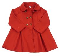 Červený flaušový kabát s límečkem SHEIN