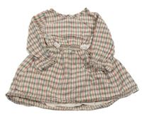 Béžovo-růřovo-modré kostičkované šaty M&S